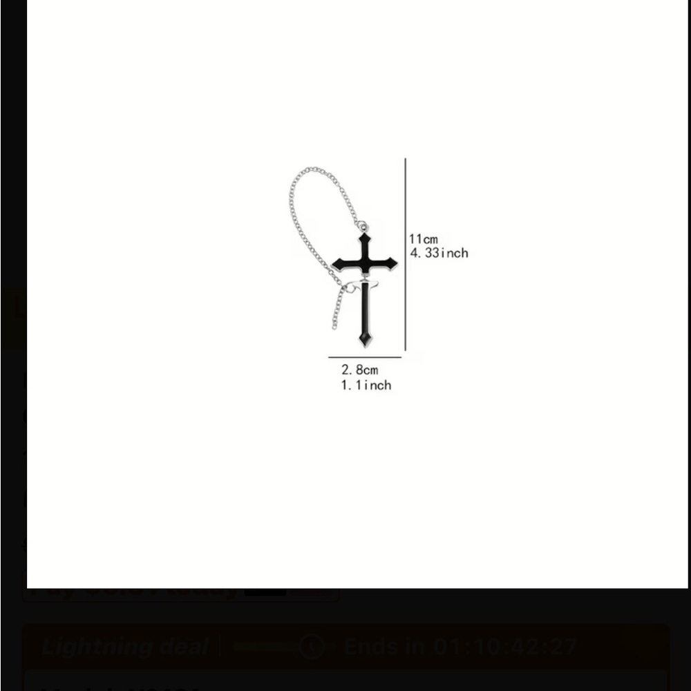 Black Cross Chain Single Earring - Picture 4 of 4